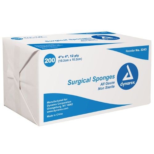 4 x 4 Inch Surgical Gauze Sponges 12 Ply - 3243 by Dynarex