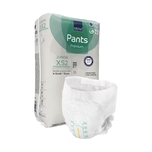 Abena junior pants xs2 next to packaging