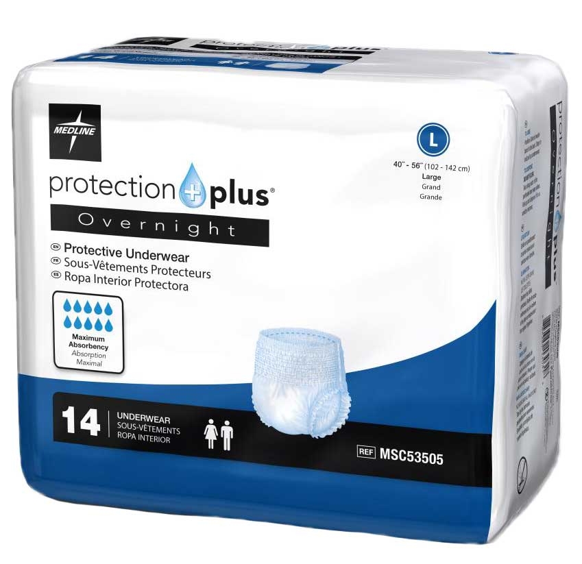Medline Protection Plus Overnight Protective Underwear Super Absorbency