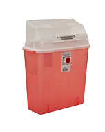 Covidien 3 Gallon Transparent Red GatorGuard Sharps Container with Counterbalanced Door 31314886
