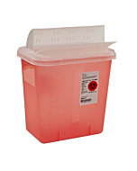 Covidien 2 Gallon Red SharpSafety Sharps Container with Horizontal Drop Opening Lid 89671