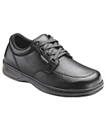 Orthofeet Mens Avery Island Fast Lace Black Leather Orthopedic Shoes