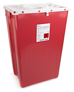 McKesson 18 Gallon Red Prevent Sharps Disposal Container with Locking Red Port Lid 2268