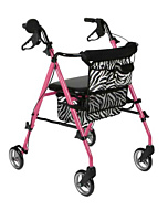 Medline Posh Pink Zebra Rollator - Lightweight