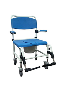 Drive Bariatric Aluminum Rehab Shower Commode Chair with Two Rear-Locking Casters